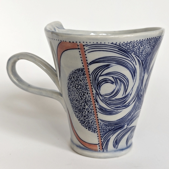ANTHROPOLOGIE Linda Fahey "Pacifica" Mug Blue Orange Coastal Boho - Picture 8 of 8